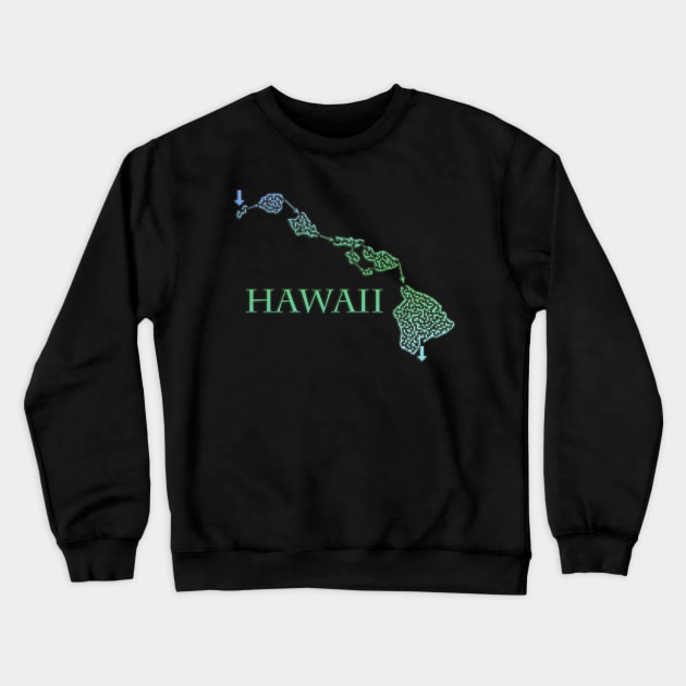 Hawaii State Outline Maze & Labyrinth Crewneck Sweatshirt by gorff